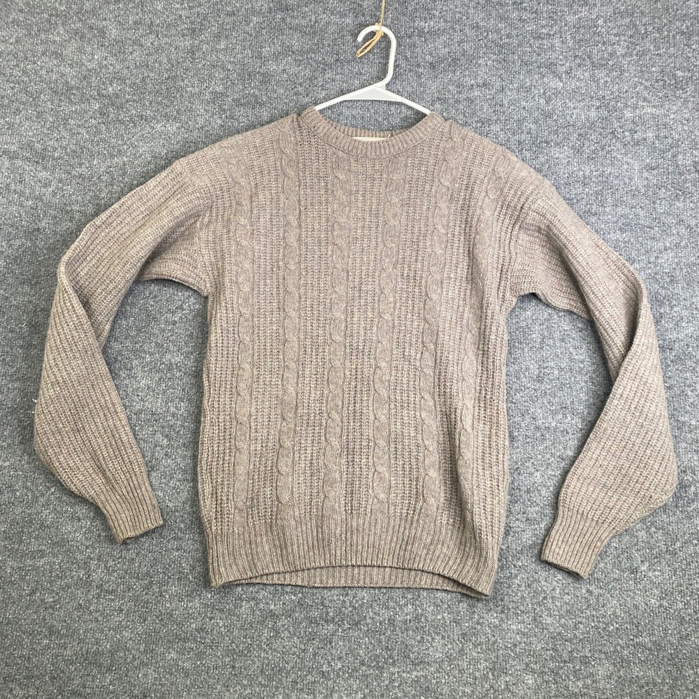 Antartex Vintage 100% Wool Cable Knit Crewneck Sweater Made in UK Brown Mens M
